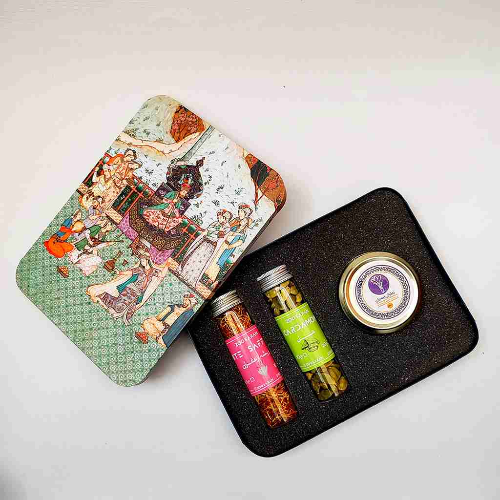 پک هدیه زرین 3 گیفت باکس زعفران صادراتی